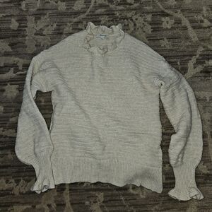 Madewell Cream Ruffled Knit Sweater Small